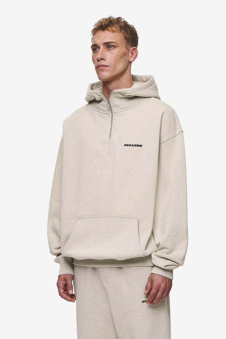 Pegador Logo Oversized Halfzip Hoodie Washed Light Beige Riesige Rabatte