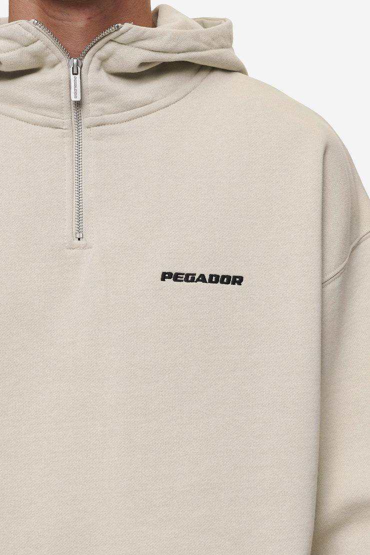 Pegador Logo Oversized Halfzip Hoodie Washed Light Beige Riesige Rabatte