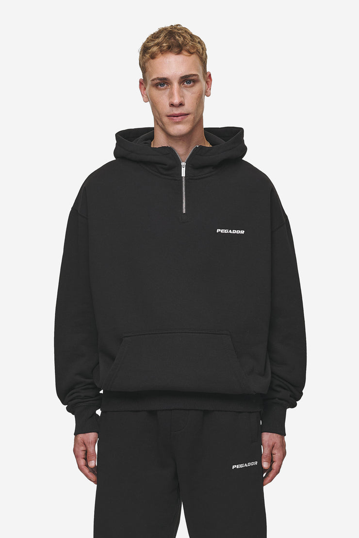 Pegador Logo Oversized Halfzip Hoodie Washed Black 50% Rabatt mit kostenlosem Versand