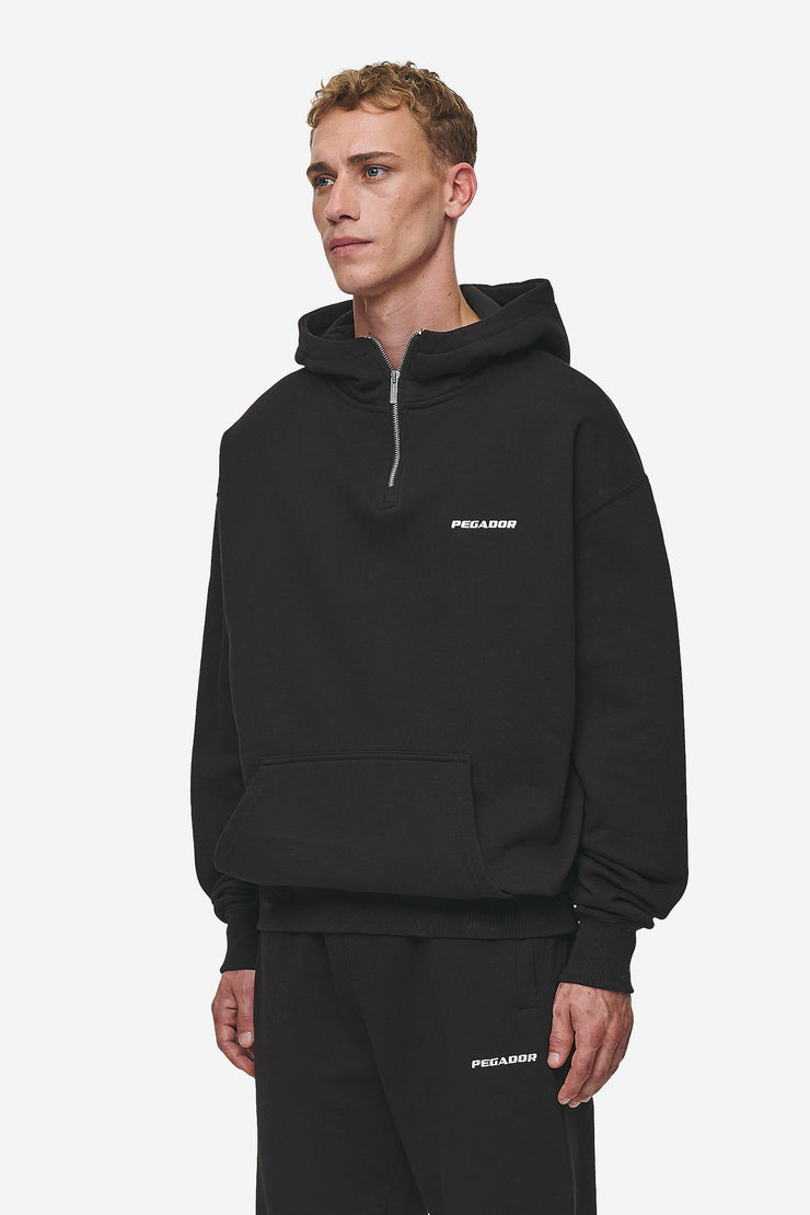 Pegador Logo Oversized Halfzip Hoodie Washed Black 50% Rabatt mit kostenlosem Versand