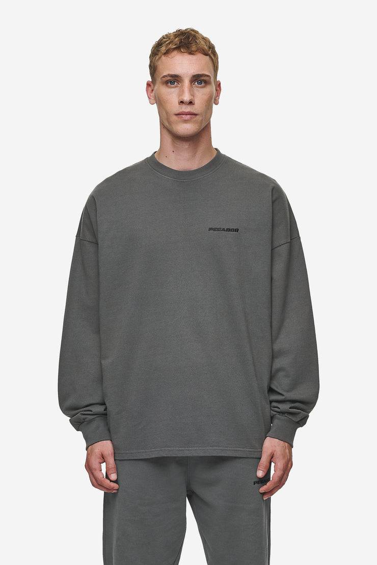 Pegador Rusk Logo Oversized Longsleeve Washed Anthracite Clearance-Verkauf