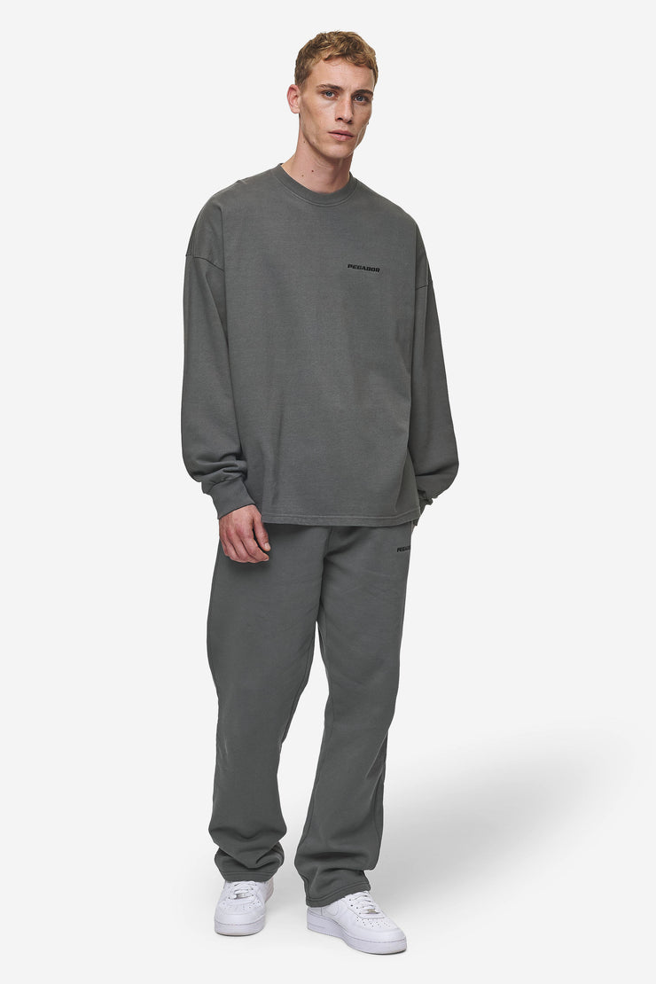 Pegador Rusk Logo Oversized Longsleeve Washed Anthracite Clearance-Verkauf
