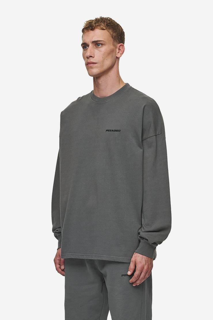 Pegador Rusk Logo Oversized Longsleeve Washed Anthracite Clearance-Verkauf