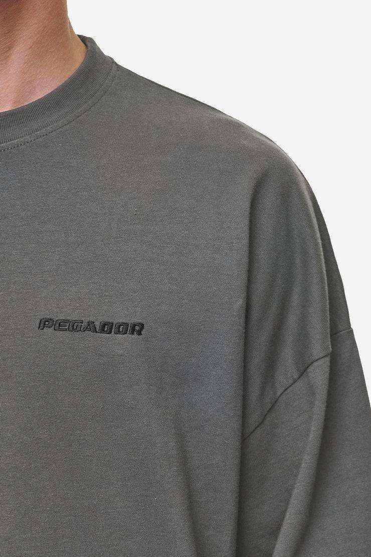 Pegador Rusk Logo Oversized Longsleeve Washed Anthracite Clearance-Verkauf