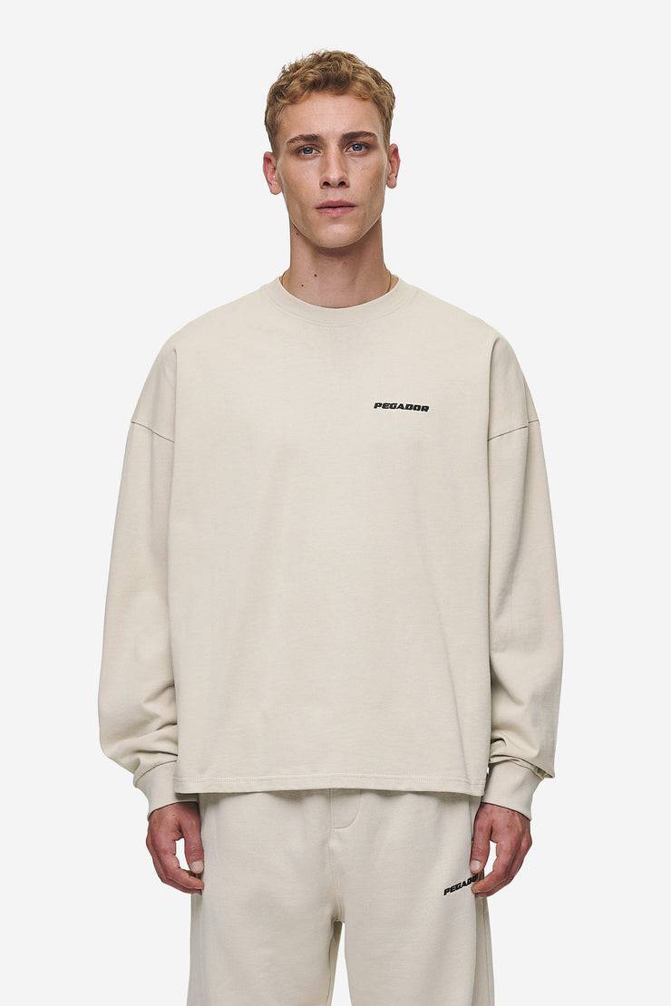 Pegador Rusk Logo Oversized Longsleeve Washed Light Beige Kostenloser Versand international