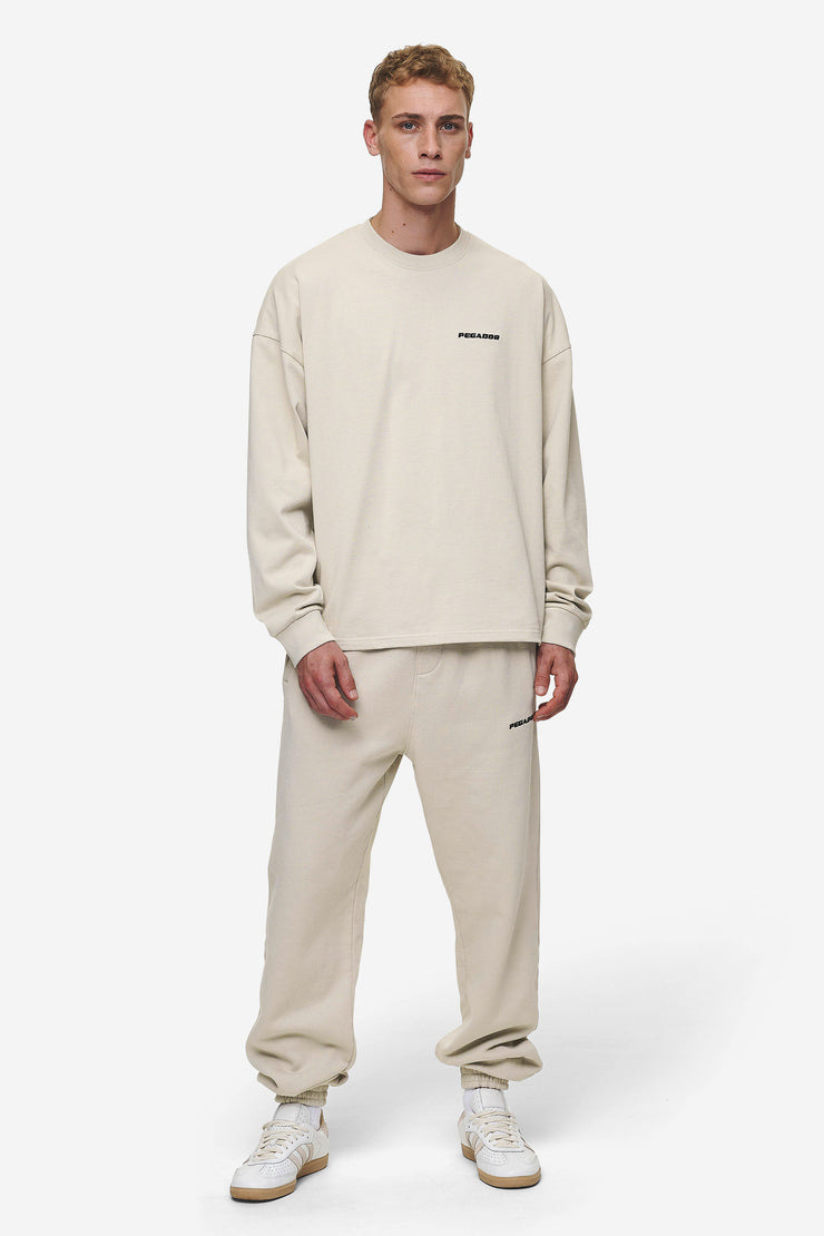 Pegador Rusk Logo Oversized Longsleeve Washed Light Beige Kostenloser Versand international