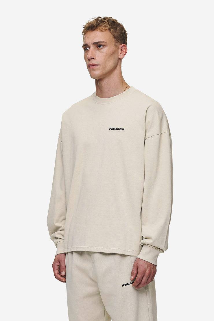Pegador Rusk Logo Oversized Longsleeve Washed Light Beige Kostenloser Versand international
