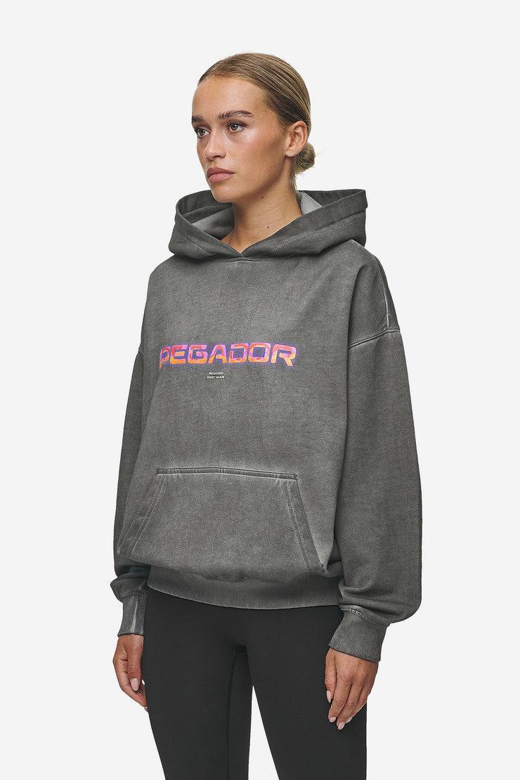 Pegador Lui Sprayed Oversized Hoodie Oil Dyed Deep Grey Meist gekauft