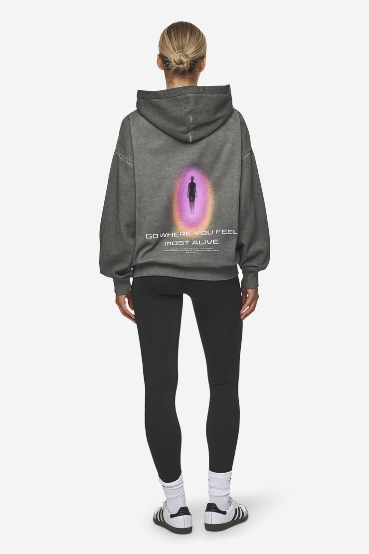 Pegador Lui Sprayed Oversized Hoodie Oil Dyed Deep Grey Meist gekauft
