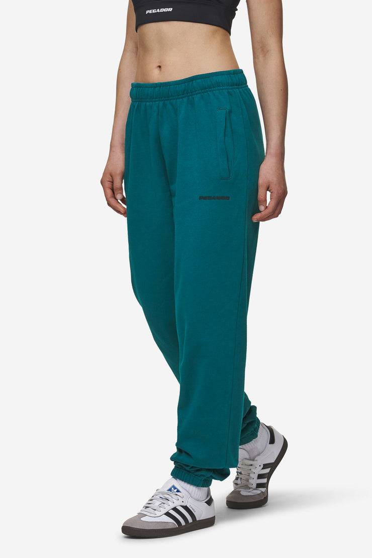 Pegador Villa High Waisted Sweat Pants Washed Urban Turquoise Black Gum Preisnachlass