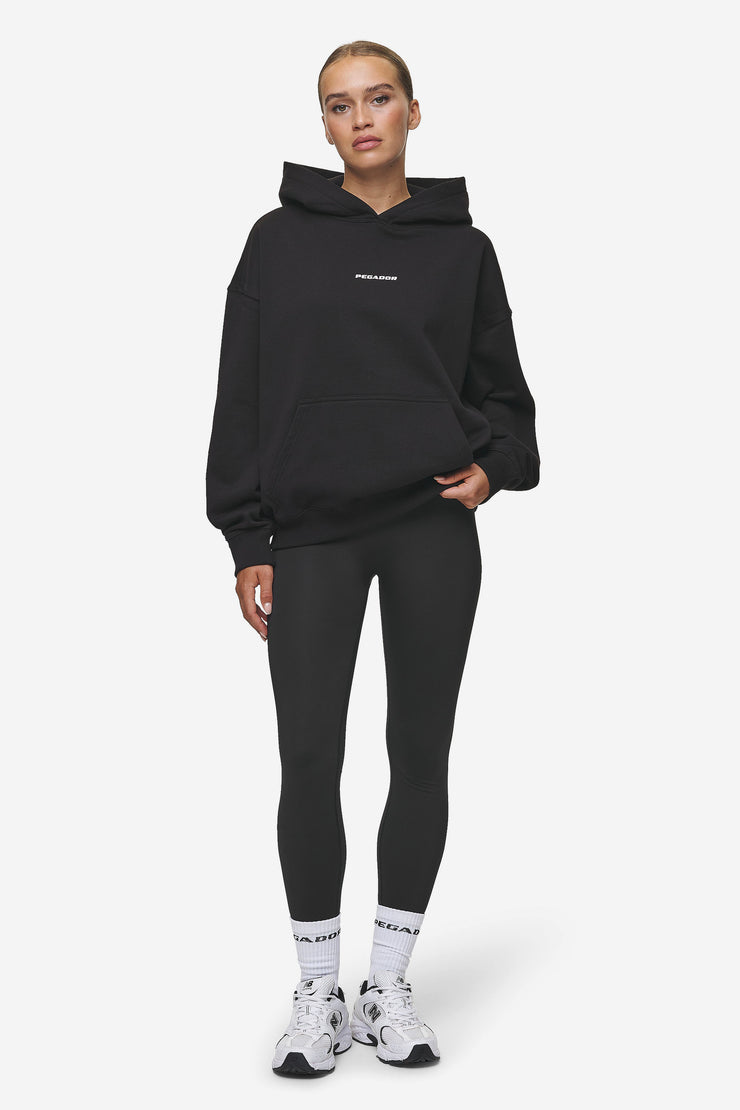 Pegador Atna Logo Oversized Hoodie Black White Zeitlich begrenztes Angebot