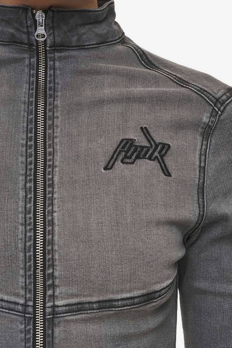 Pegador Elly Denim Biker Jacket Washed Deep Grey VIP-Rabatte