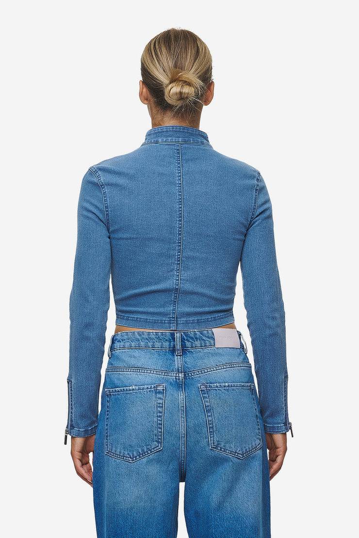 Pegador Elly Denim Biker Jacket Washed Blue Tiefpreis