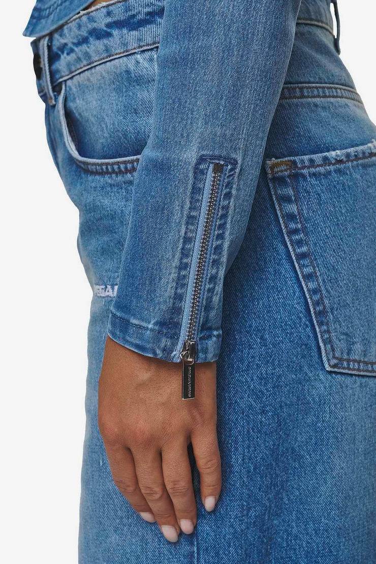 Pegador Elly Denim Biker Jacket Washed Blue Tiefpreis