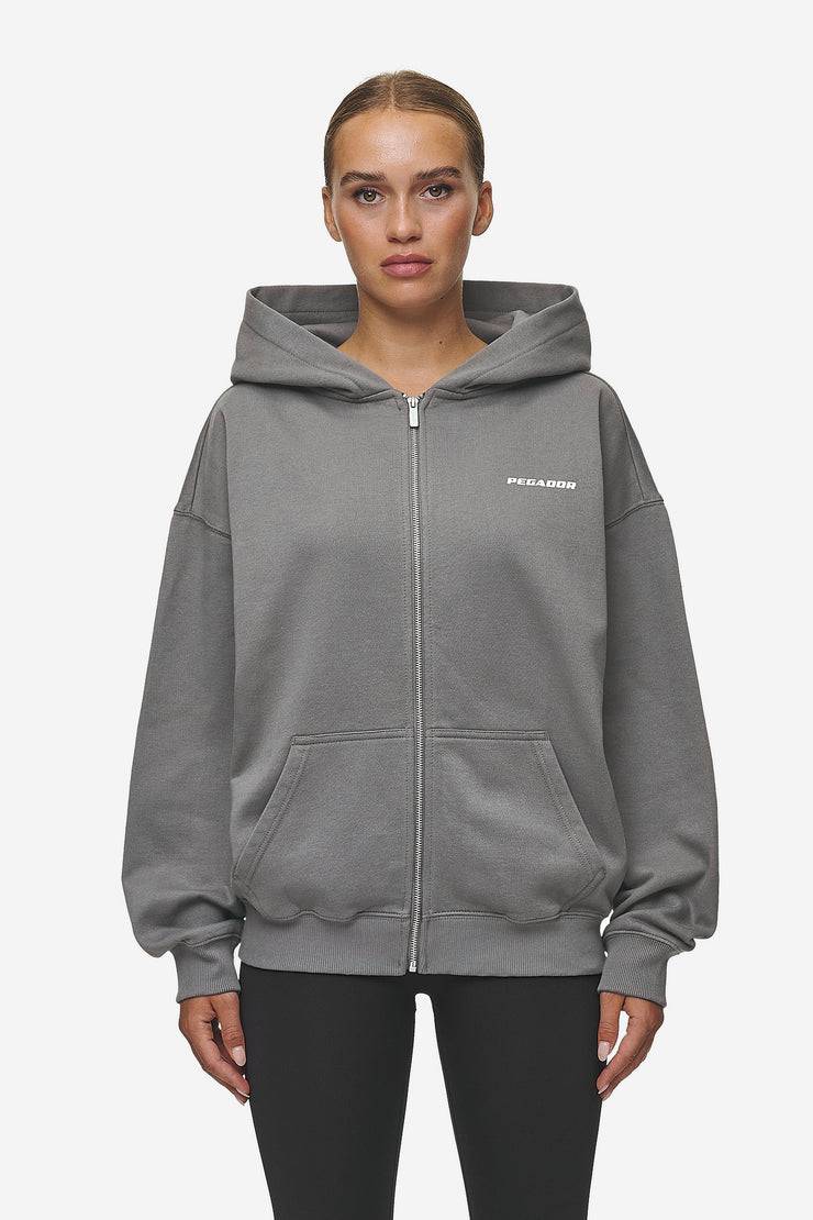 Pegador Ramira Oversized Sweat Jacket Washed Deep Grey White Zeitbegrenzte Promotion