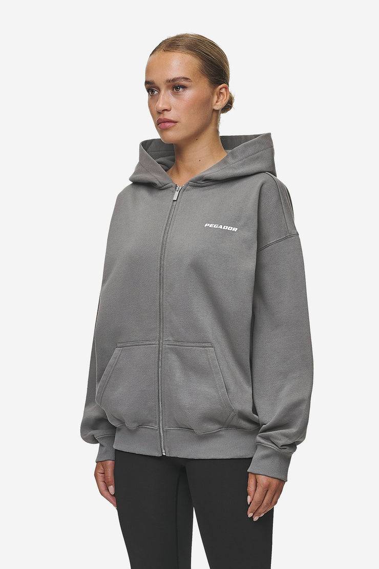 Pegador Ramira Oversized Sweat Jacket Washed Deep Grey White Zeitbegrenzte Promotion