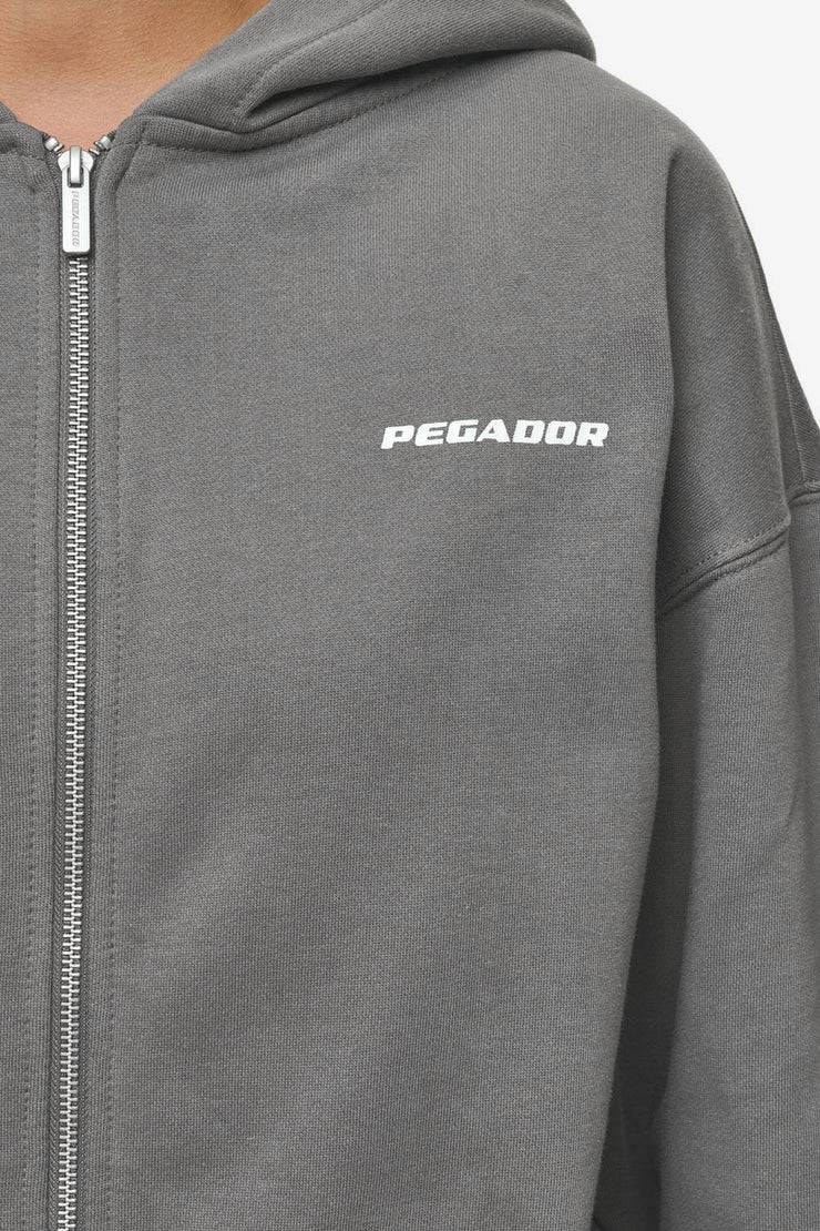 Pegador Ramira Oversized Sweat Jacket Washed Deep Grey White Zeitbegrenzte Promotion
