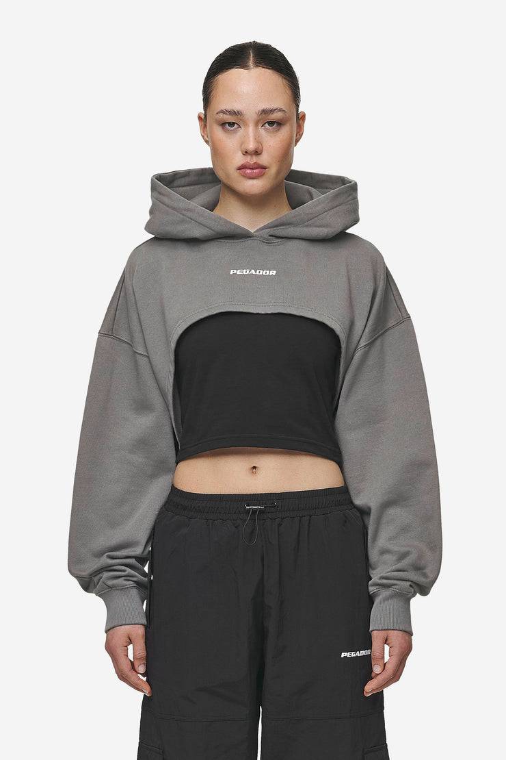 Pegador Mina Super Cropped Hoodie Washed Deep Grey Bis zu 50% Rabatt