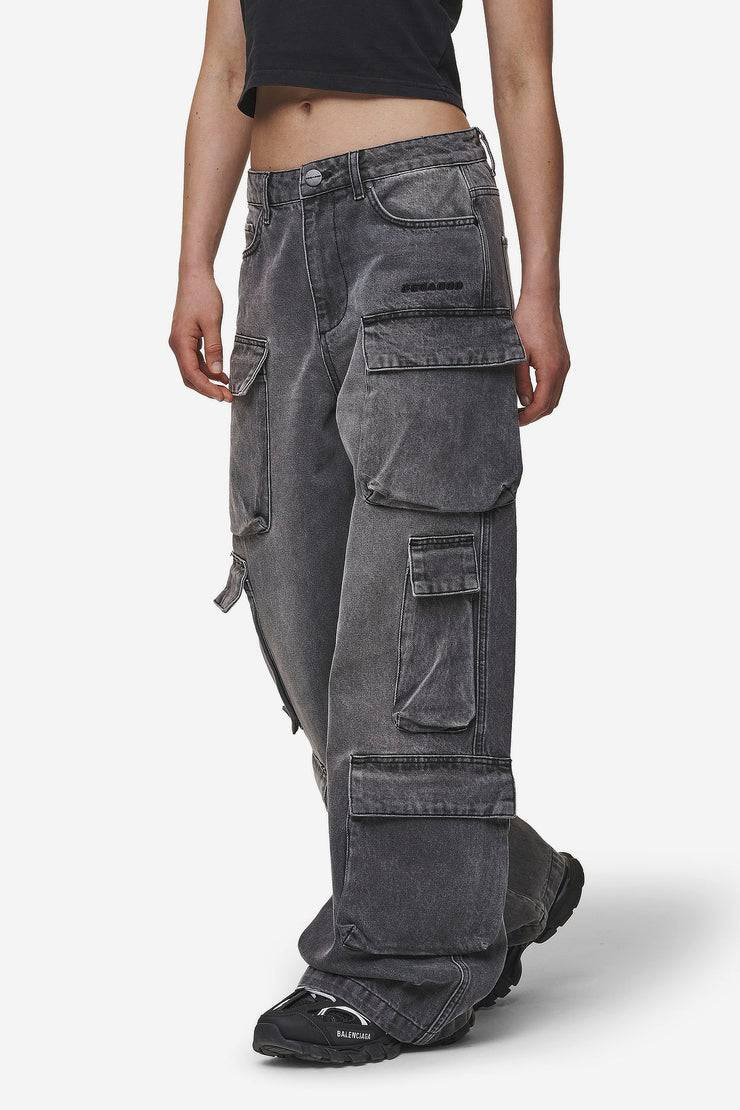 Pegador Leli High Waist Cargo Jeans Washed Deep Grey Günstiger Verkauf