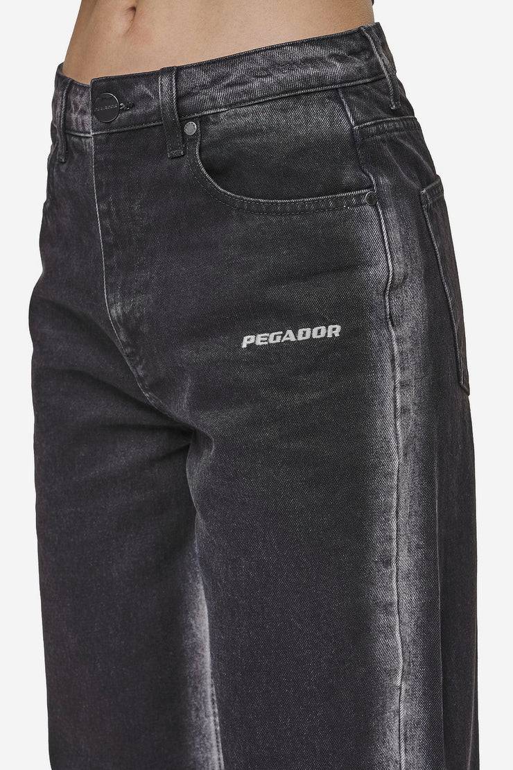 Pegador Gina Sprayed Wide Leg Jeans Washed Black White Fabrikverkauf