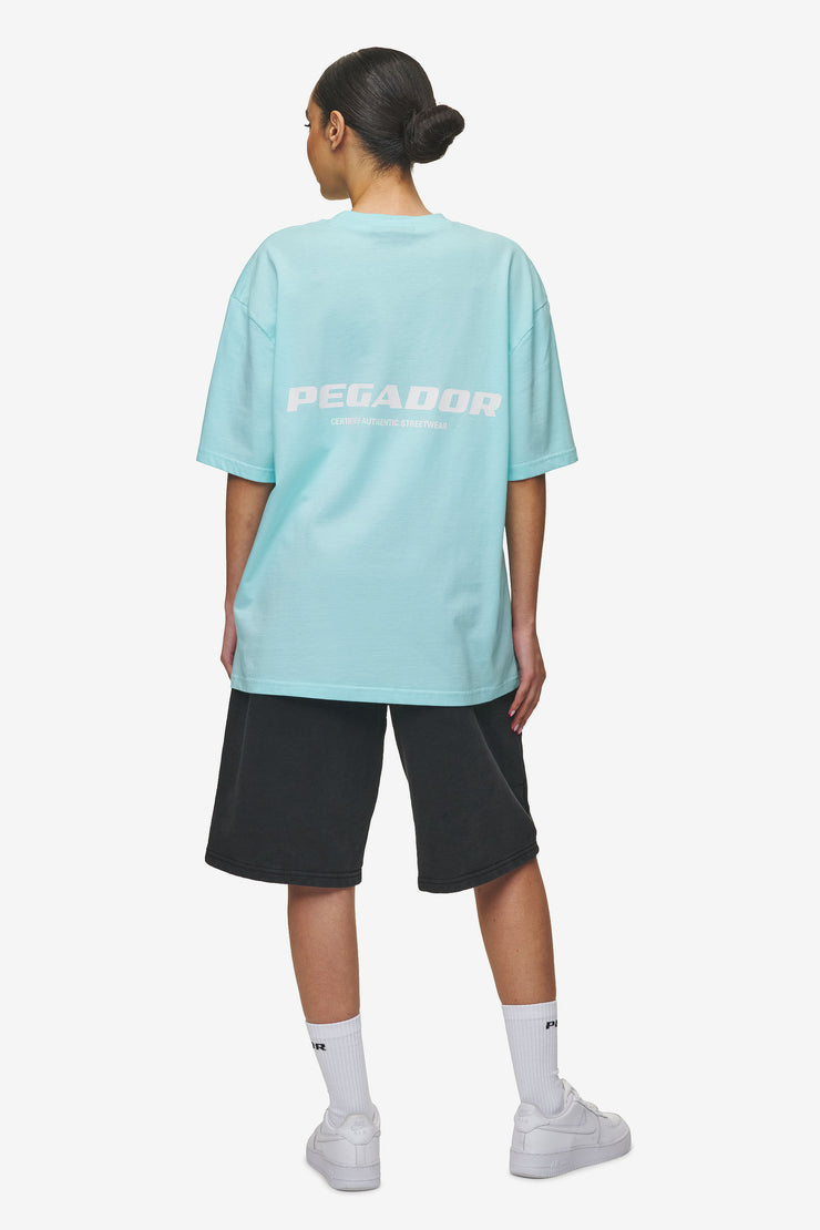 Pegador Colne Logo Oversized Tee Washed Sky Blue White Exklusivangebot