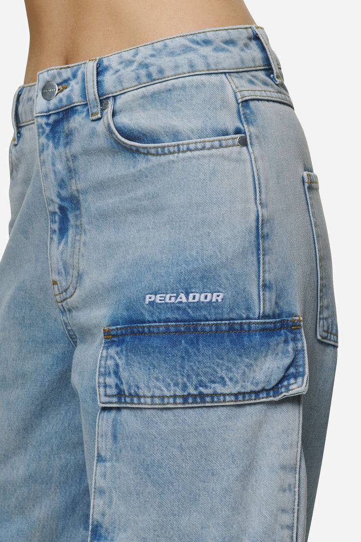 Pegador Celina High Waist Cargo Jeans Washed Pale Blue Top Angebot