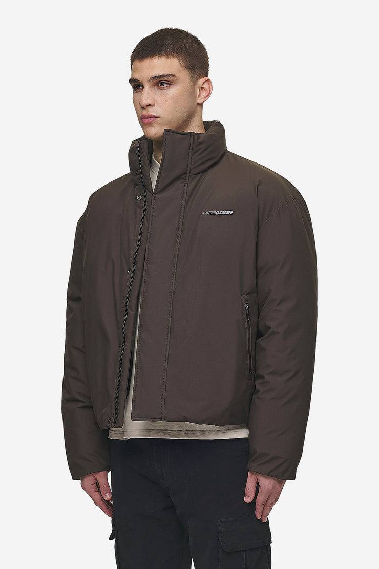 Pegador Lavoy Cropped Boxy Puffer Jacket Dark Brown Neueste Stile