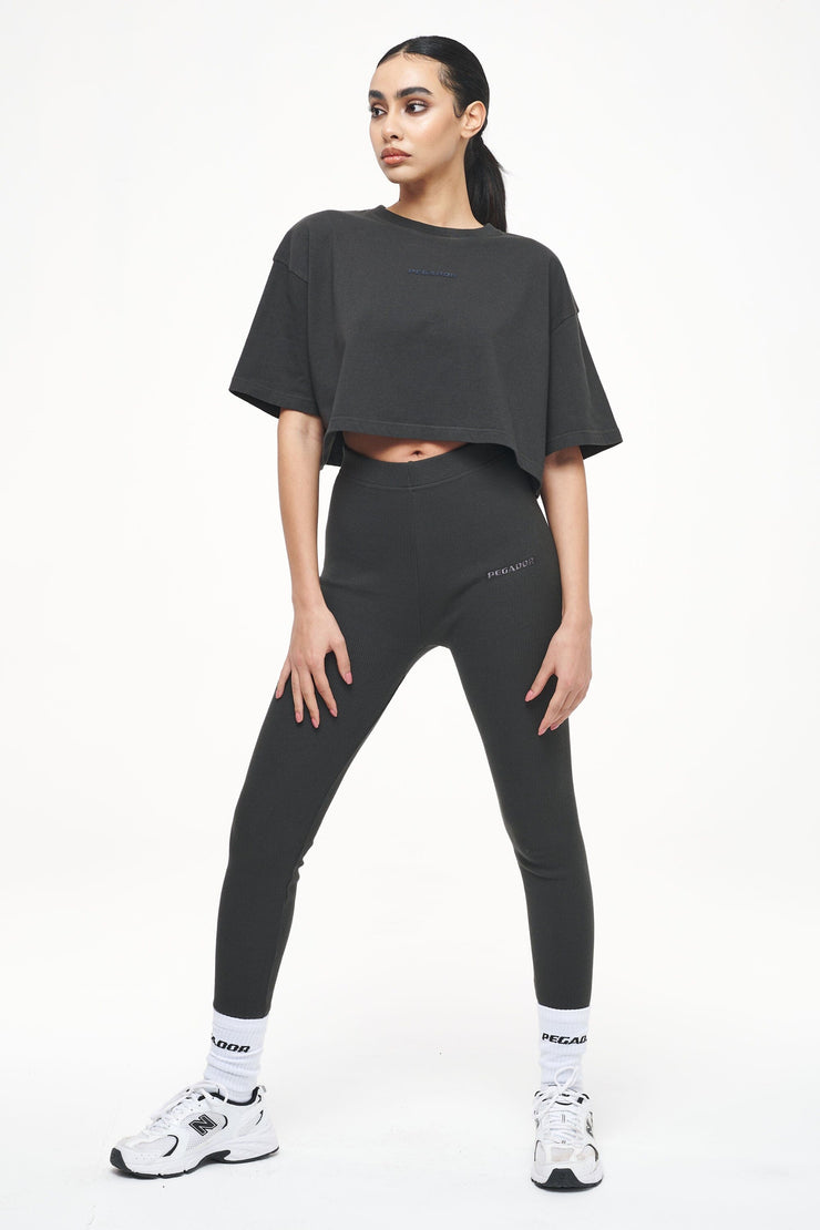 Pegador Layla Oversized Cropped Tee Vintage Washed Iron Grey Gum Top Angebot