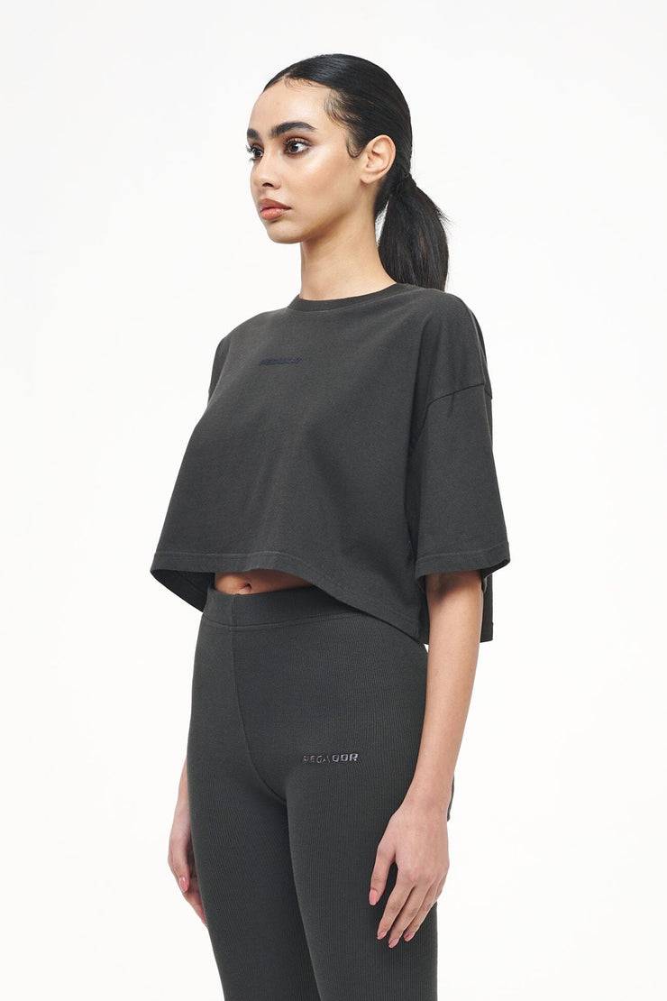 Pegador Layla Oversized Cropped Tee Vintage Washed Iron Grey Gum Top Angebot