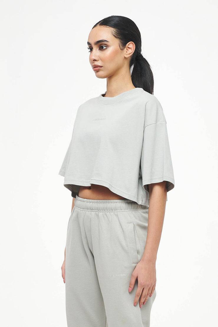 Pegador Layla Oversized Cropped Tee Vintage Washed Quiet Gray Gum Neueste Mode