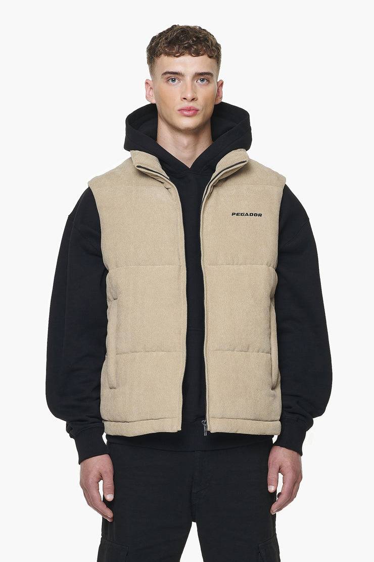 Pegador Bardon Cord Puffer Vest Sand Riesige Ersparnisse
