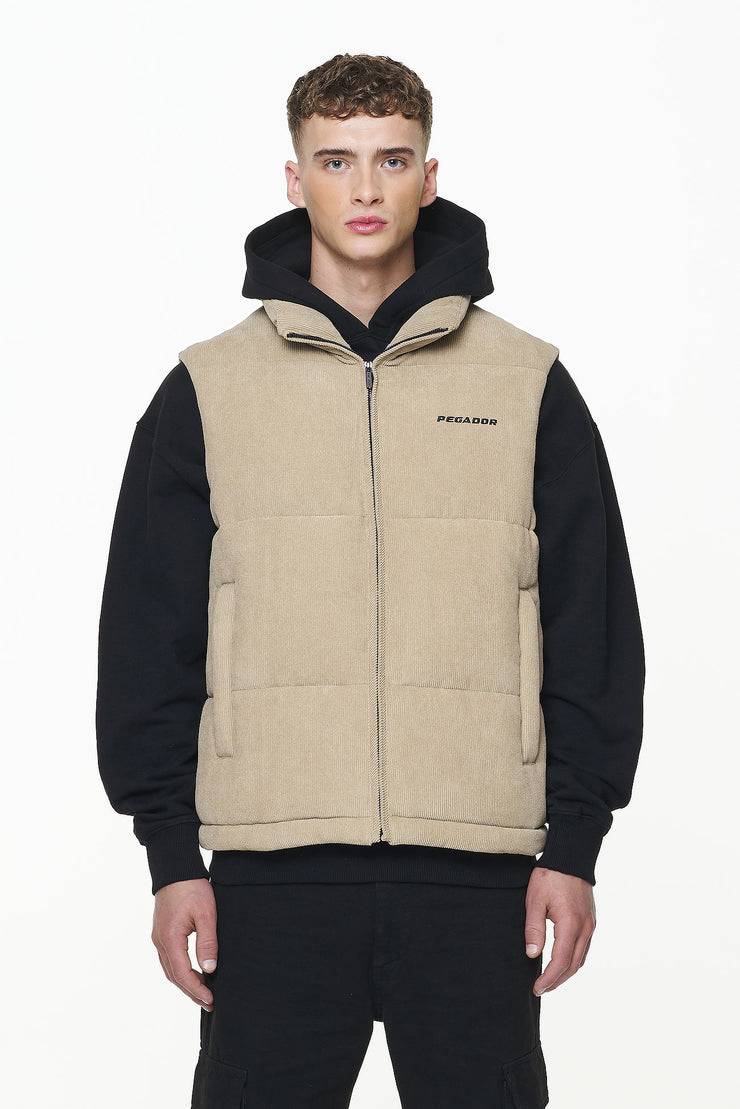Pegador Bardon Cord Puffer Vest Sand Riesige Ersparnisse
