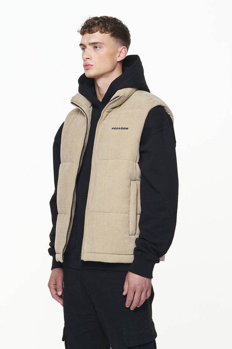 Pegador Bardon Cord Puffer Vest Sand Riesige Ersparnisse