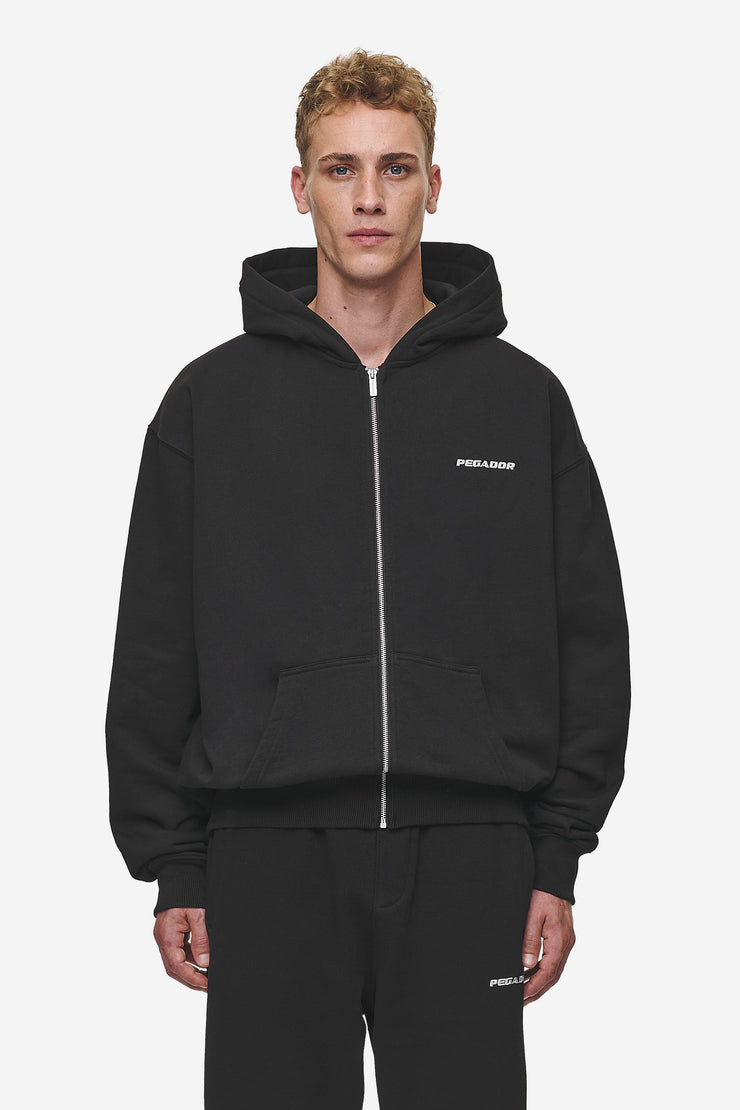Pegador Logo Oversized Sweat Jacket Washed Black Bis zu 50% Rabatt