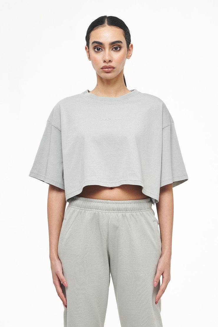 Pegador Layla Oversized Cropped Tee Vintage Washed Quiet Gray Gum Super Rabatt