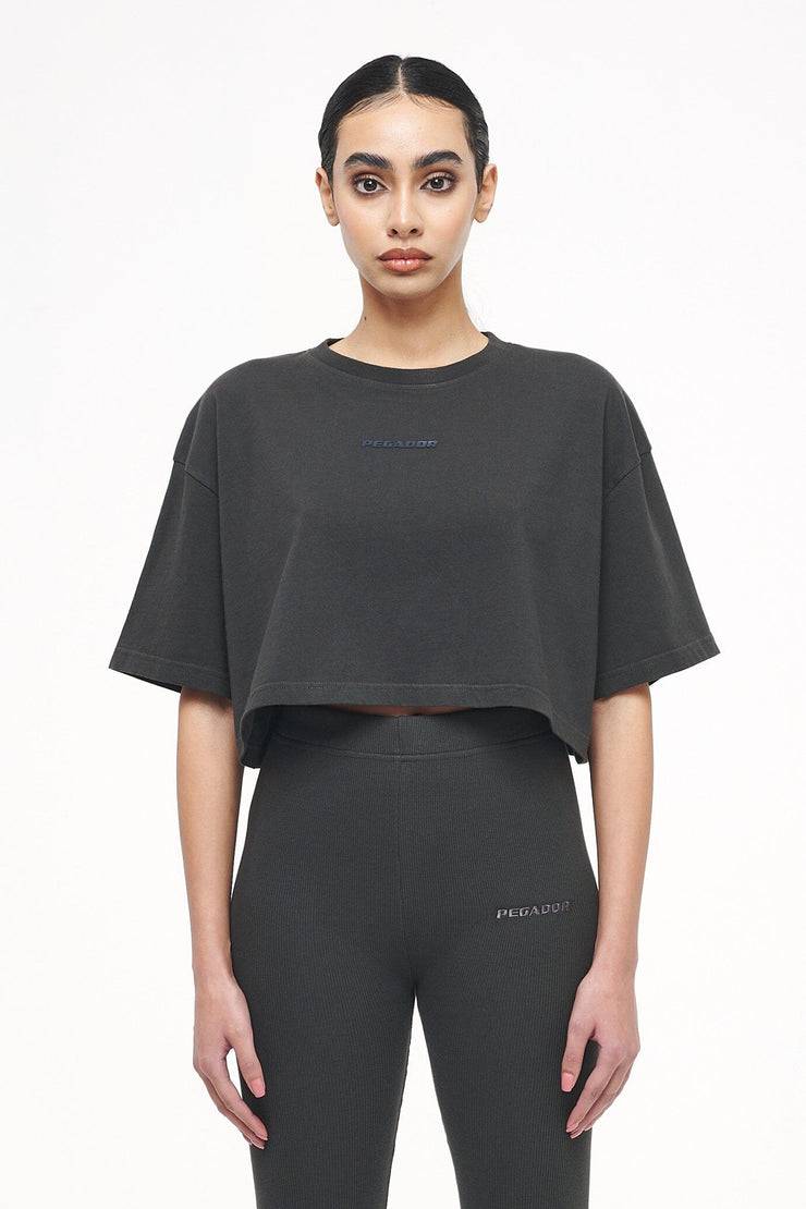 Pegador Layla Oversized Cropped Tee Vintage Washed Iron Grey Gum Kostenloser Versand international