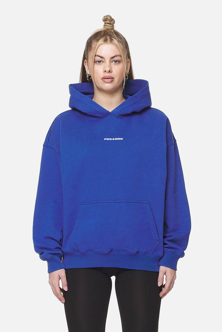 Pegador Clarita Logo Oversized Hoodie Washed True Blue White Gum Fabrikverkauf