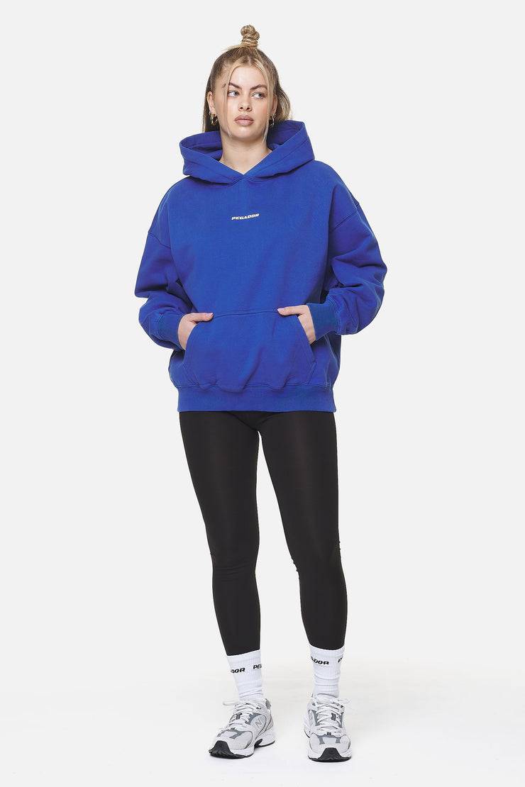 Pegador Clarita Logo Oversized Hoodie Washed True Blue White Gum Fabrikverkauf
