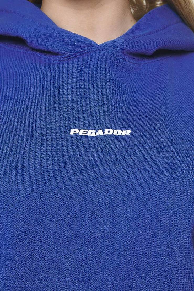 Pegador Clarita Logo Oversized Hoodie Washed True Blue White Gum Fabrikverkauf