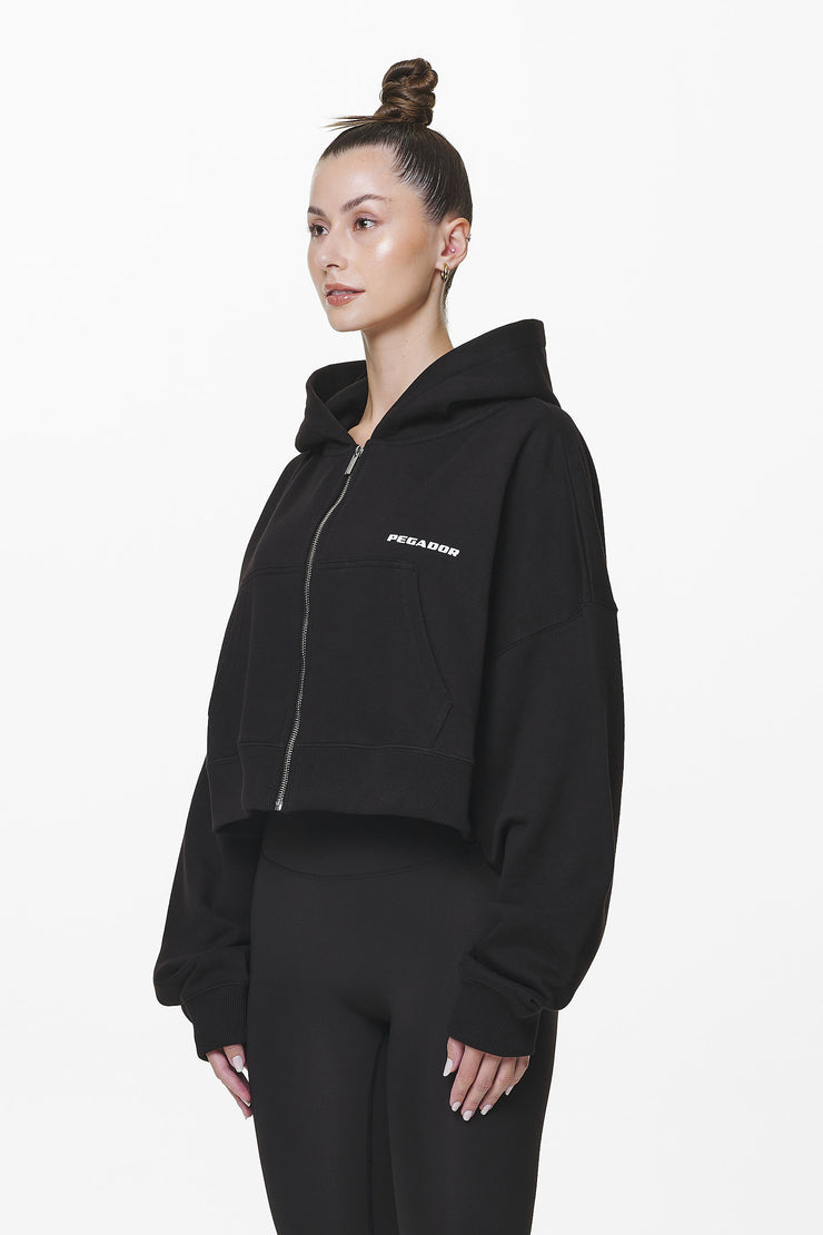 Pegador Marla Cropped Zip Hoodie Black Gum Rabatt