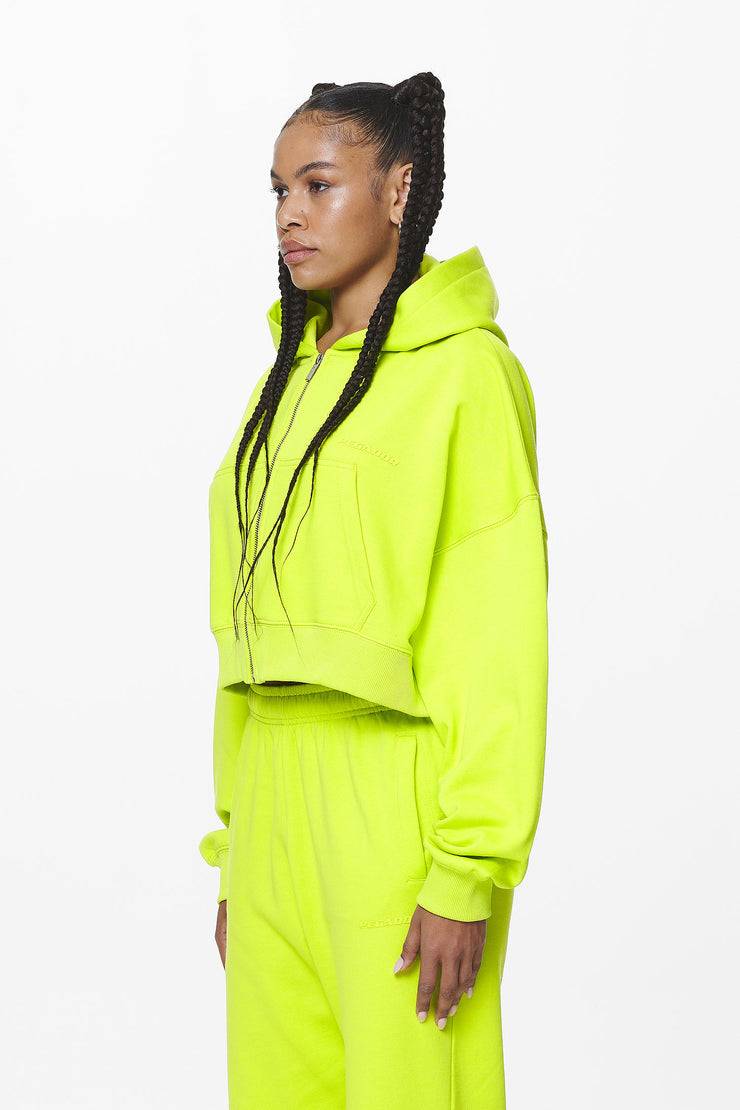 Pegador Marla Cropped Zip Hoodie Washed Lime Yellow Gum Lagerräumung