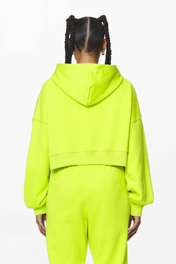 Pegador Marla Cropped Zip Hoodie Washed Lime Yellow Gum Lagerräumung