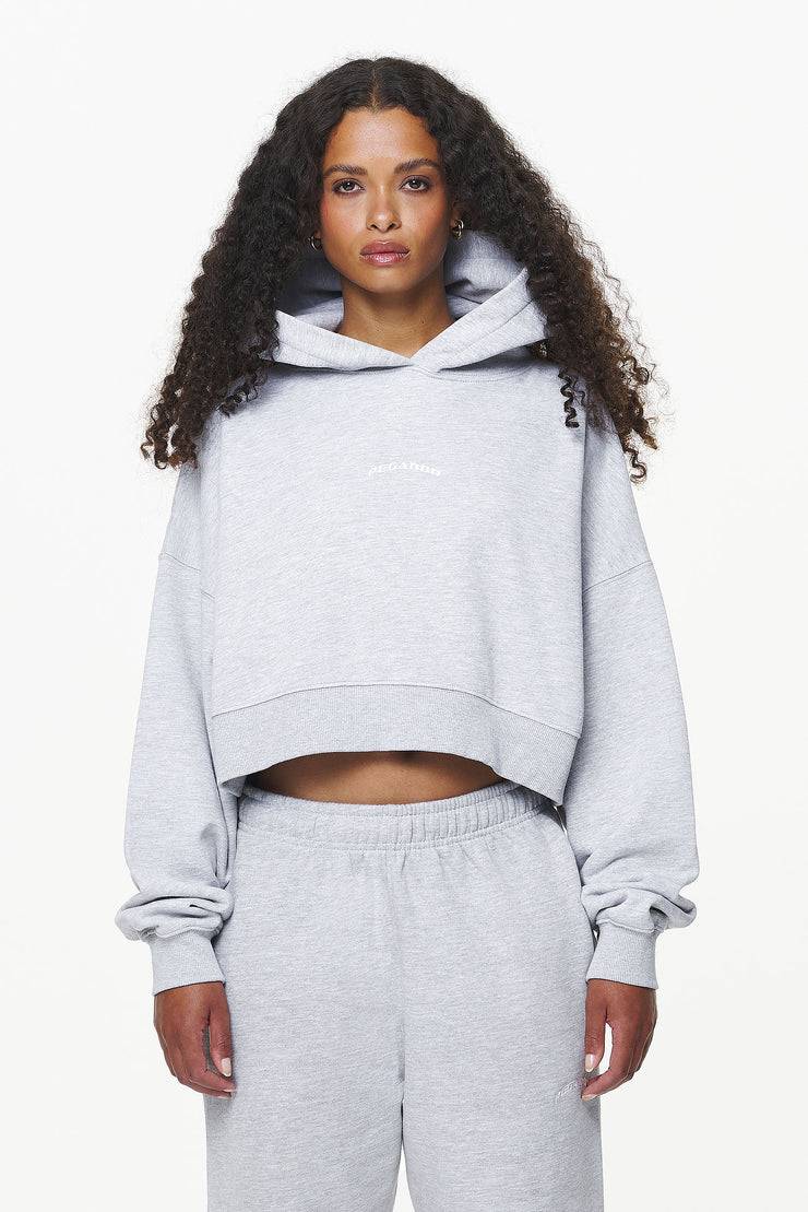 Pegador Chancery Oversized Cropped Hoodie Grey Melange Top Angebot