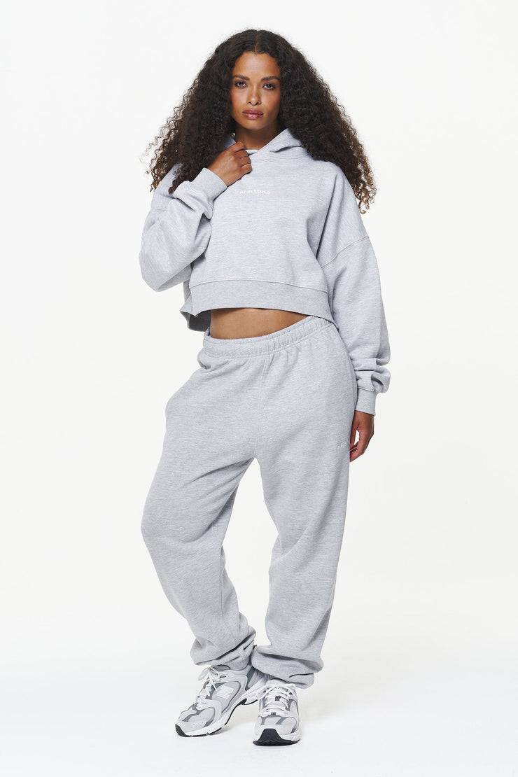Pegador Chancery Oversized Cropped Hoodie Grey Melange Top Angebot