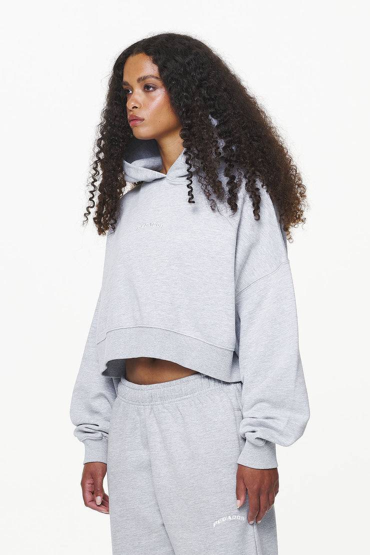 Pegador Chancery Oversized Cropped Hoodie Grey Melange Top Angebot