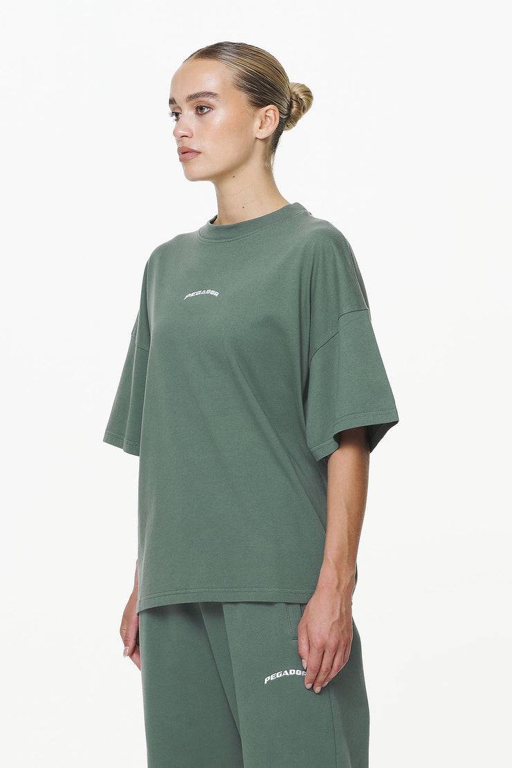 Pegador Thames Heavy Oversized Tee Vintage Washed Garden Green Große Rabatte