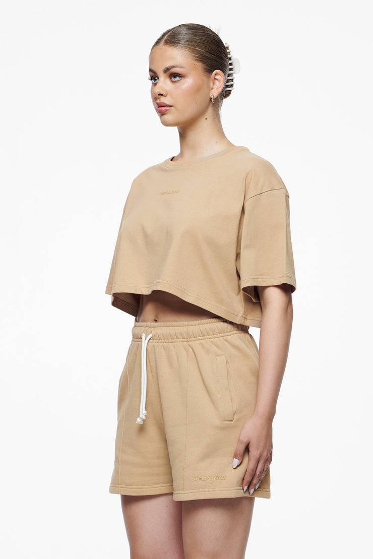 Pegador Layla Oversized Cropped Tee Vintage Washed Espresso Gum Sonderangebot der Fabrik