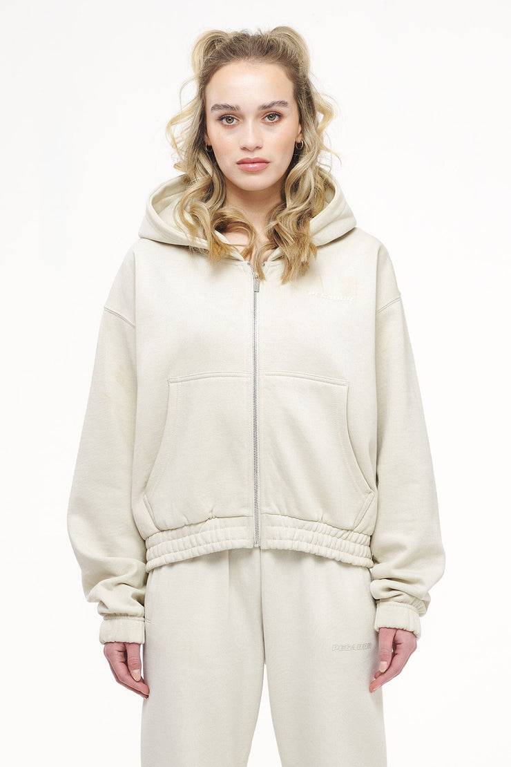 Pegador Valinda Cropped Zip Hoodie Vintage Washed Angels Cream Gum Riesige Rabatte