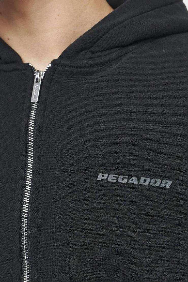 Pegador Logo Oversized Sweat Jacket Vintage Washed Black Ink Gum Rabatte dieses Monats