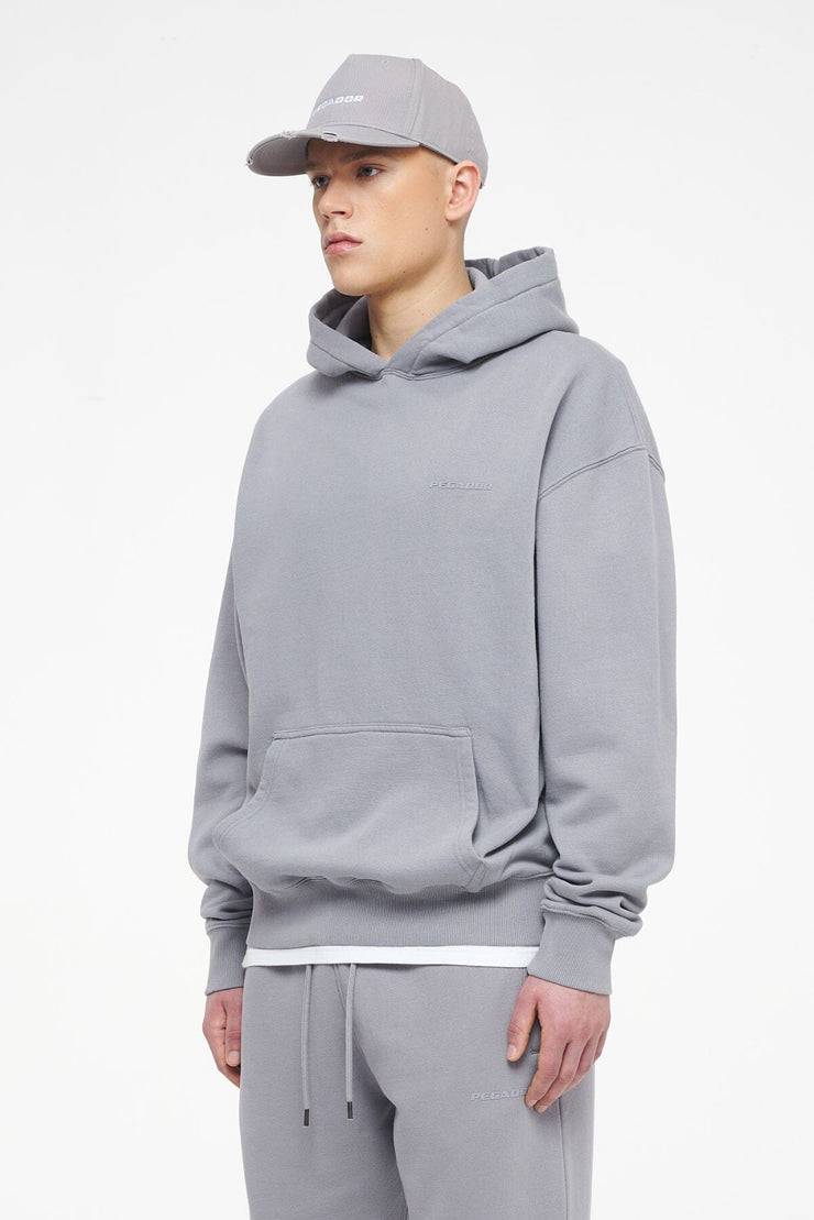 Pegador Logo Oversized Hoodie Vintage Washed Dusk Grey Gum Verkauf
